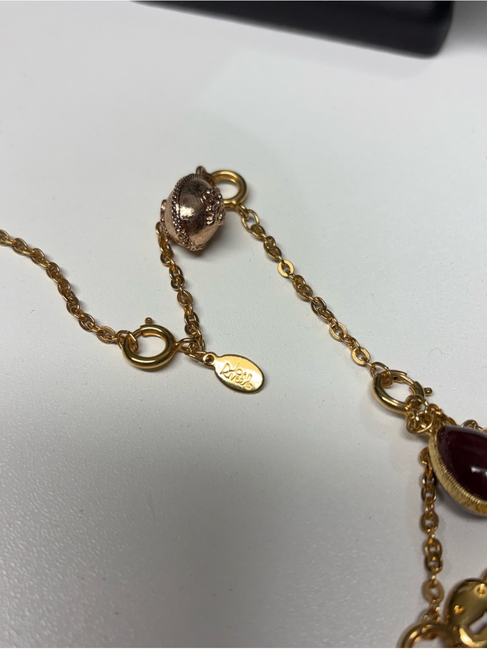 Joan Rivers Gold-Tone Necklace with Deep Burgundy Teardrop